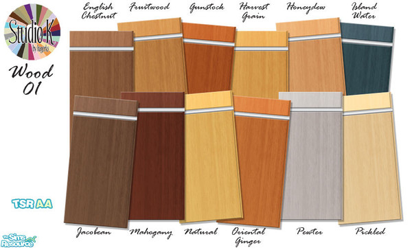 Sims 2 — Studio K Wood 01_02 by StudioKhagerks — 13-24 of 36 colors. Beautiful two-toned wood with stainless steel