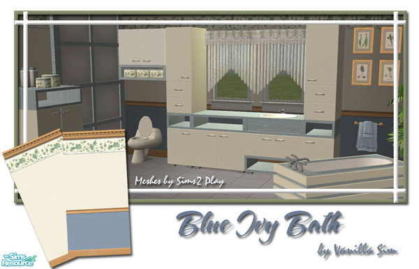 Sims 2 — VS Blue Ivy Bathroom Set by Vanilla Sim — 