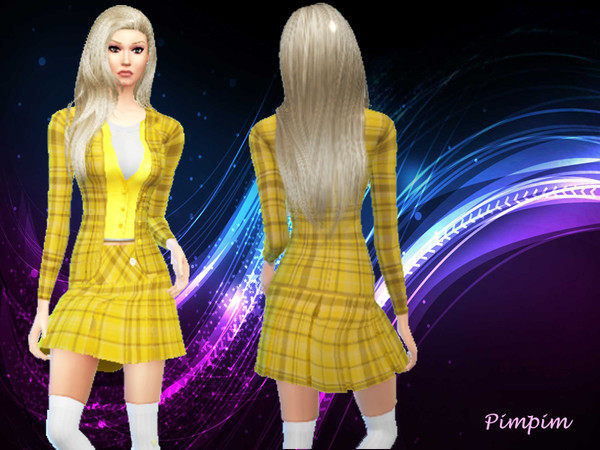 Sims 4 — [Clueless]Cher Horowitz - Clothes by Pincesa — Cher Horowitz Yellow Clothes
