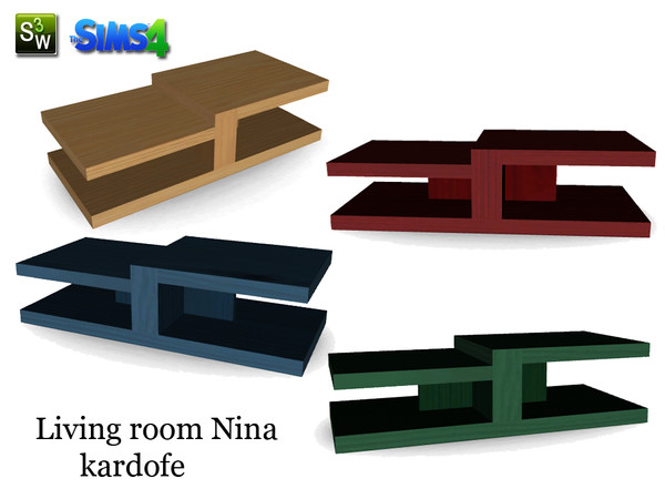 Sims 4 — kardofe_Lliving room Nina_Coffee table by kardofe — Coffee table modern design in four different colors of wood