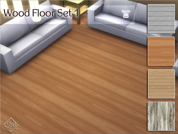 Sims 4 — Wood Floor  Set 1  by Devirose — A set useful for modern houses, fine wood flooring. The file contains 4 woods,