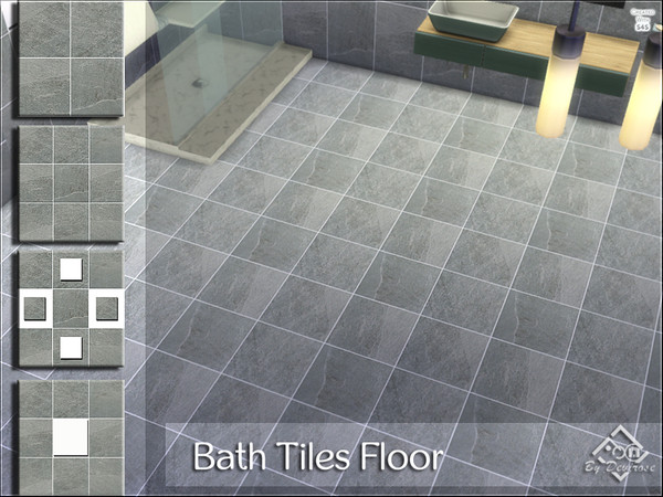 Sims 4 — Bath Tiles Floor by Devirose — A set for the bathroom, in modern gray stone. The file contains 4 variants. Base