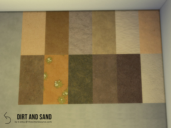 Sims 4 — Dirt & Sand Terrain flooring by k-omu2 — All the in-game dirt and sand terrain paints converted into floors,