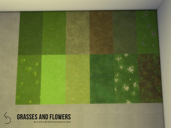 Sims 4 — Grasses & Flowers Terrain flooring by k-omu2 — All the in-game grass and flower terrain paints converted