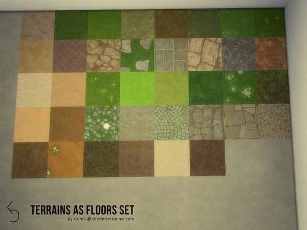 Sims 4 — Terrain as flooring set by k-omu2 — All the in-game terrain paints converted into floors, for all your zen,