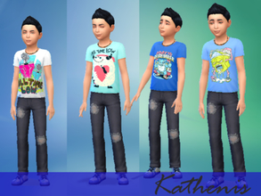 Sims 4 — Band-Shirts for Kids by Kathenis2 — 4 band-shirts for your Kids. 2 x A Day to Remember 2x All Time Low