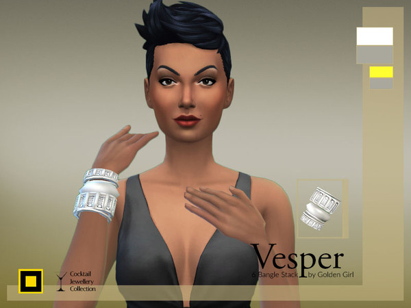 Sims 4 — Vesper 6-Bangle Stack by Golden_Girl2 — 6-Bangle Stack for Vesper, a modernistic jewellery set for your