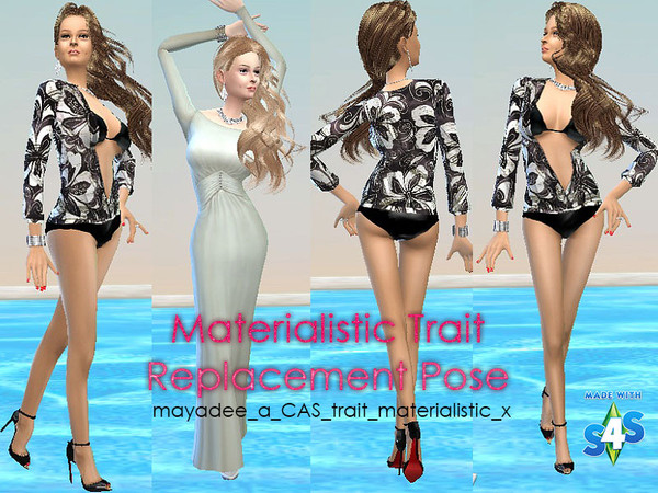 Sims 4 — CAS Pose replacement for MaterialisticTrait by mayadee2 — This is a replacement fashion modelling female pose