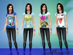 Sims 4 — Girlie Band Shirts by Kathenis2 — 2x All Time Low 2x A Day to Remember
