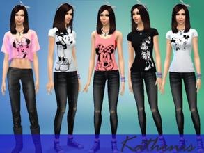 Sims 4 — Micky and Minnie Mouse Shirt Set by Kathenis2 — Micky and Minnie Mouse Shirt Set