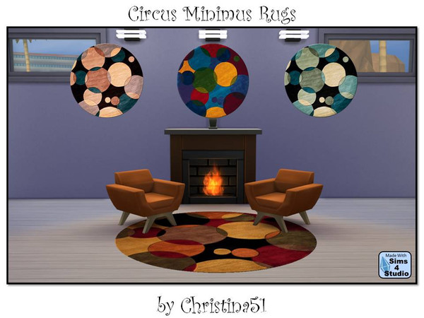 Sims 4 — Circus Minimus Rugs by Christina51 — Bold and beautiful, these small round rugs will add the perfect spot of