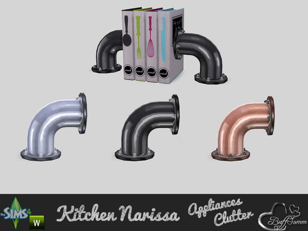 Sims 4 — Clutter Narissa Bookend Left by BuffSumm — Stylish Appliances in wonderfull colors for your kitchen. Design by