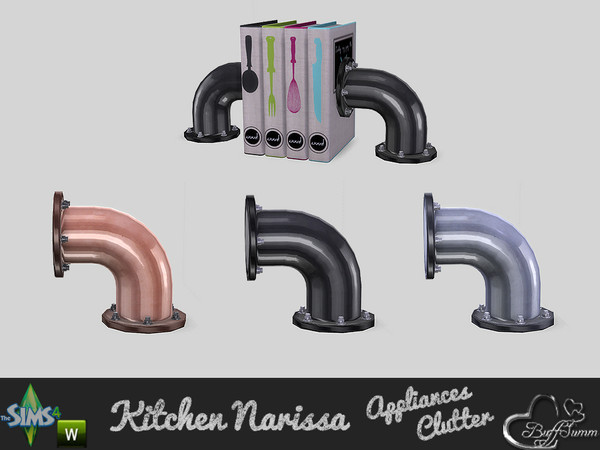 Sims 4 — Clutter Narissa Bookend Right by BuffSumm — Stylish Appliances in wonderfull colors for your kitchen. Design by