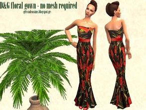 Sims 2 — D&G floral gown by grecadea2 — A D&G floral gown with gold necklace. It doesn\'t require any mesh.