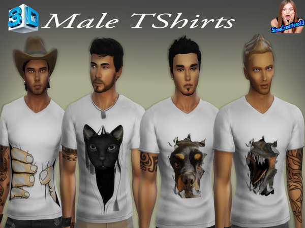 The Sims Resource - 3D Male T-shirts