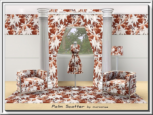 Sims 3 — Palm Scatter_marcorse by marcorse — Fabric pattrern: palm trees and bursting bubbles . . .scattered.
