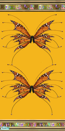 Sims 2 — forbidden beauty 2 by skinflin — yellow walls with butterfly's and woman.
