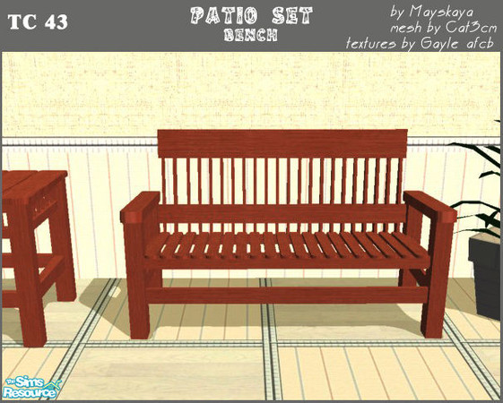Sims 2 — TC 43 - Rustic patio recolor - bench by mayskaya — Recolor of bench from Cat3cm's Johnson City Rustic Patio set.