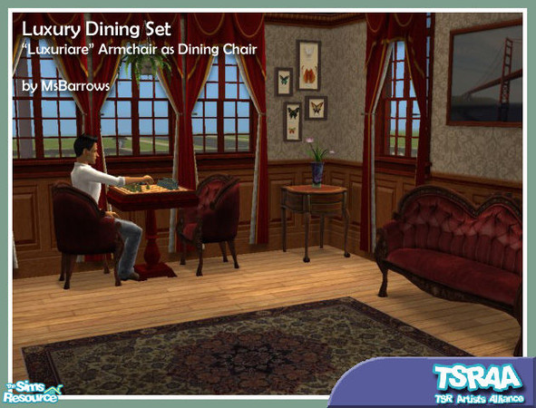Sims 2 — Luxuriare Dining Chair by MsBarrows — I've received a few requests to make my "Luxuriare" armchair