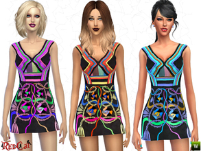 Sims 4 — Hendrix Embellished Dress by RedCat — -4 different colors. -Everyday, formal and party wear. 