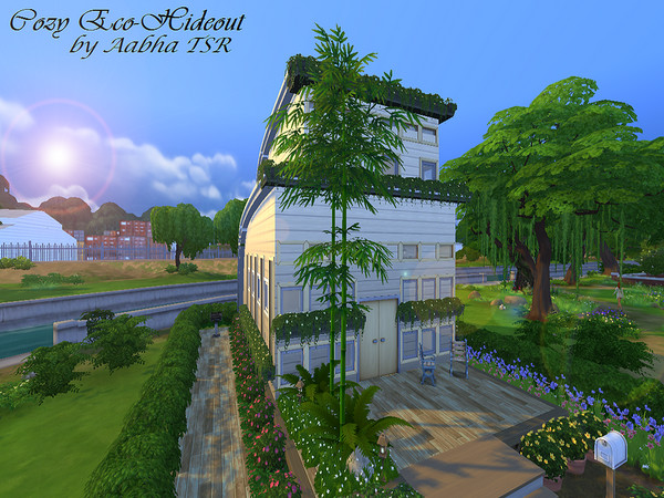 Sims 4 — Cozy Eco-Hideout by Aabha2 — Beautiful Cozy Eco-Friendly house made with wood...now for our Sims .It has one