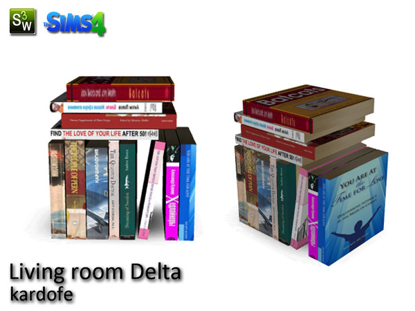 Sims 4 — kardofe_Living room Delta_Books by kardofe — Group of stacked books