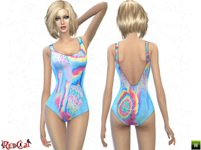Sims 4 — Rainbow Print Swimsuit by RedCat — -Only one color. 