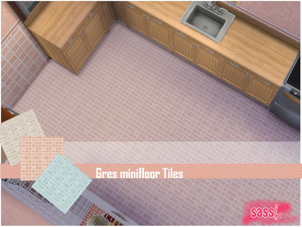 Sims 4 — Gres minifloor Tiles by sassitsr — Many pieces of different sizes to compose this mosaic tile flooring . Sober