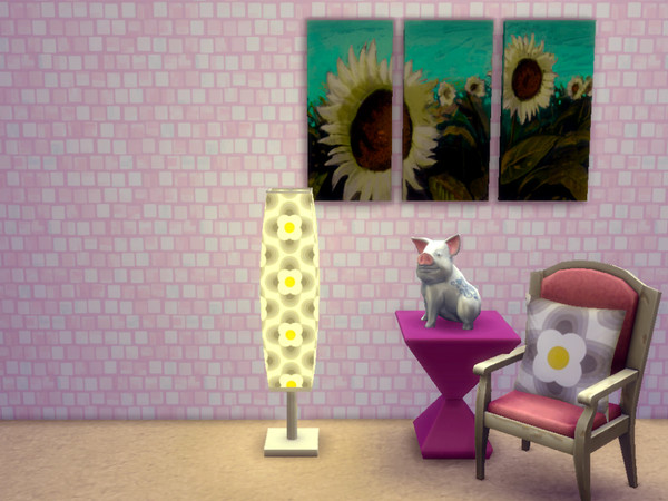 Sims 4 — Bricks - Kawaii Wallpaper Set by NymphySims — One Wallpaper From The Kawaii Wallpaper Set. Pink, White And Blue