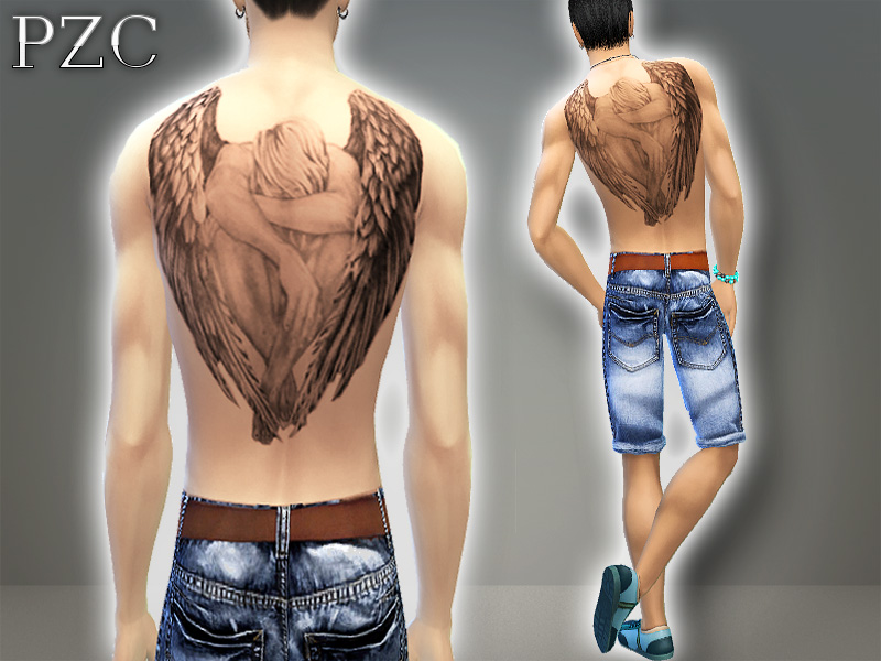 The Sims Resource - Crying Angel (back tattoo)