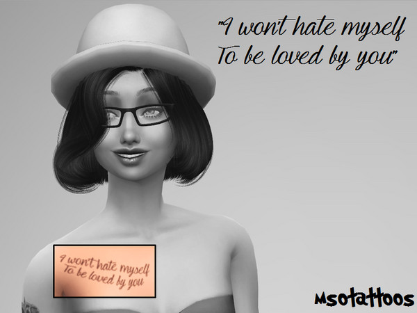 Sims 4 — Hedley Tattoos Set - Female by luvjake_ — Various tattoos for women. These are lyrics from Hedley's songs. It