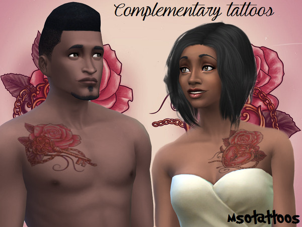 Sims 4 — Complementary Chest Tattoos - Lock & Key by luvjake_ — It matches all skintones, for men and women. 