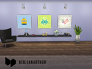 Sims 4 — Flat design paintings by BenJeanArthur2 — EN - Pack of 3 minimalist paintings FR - Pack de 3 tableaux