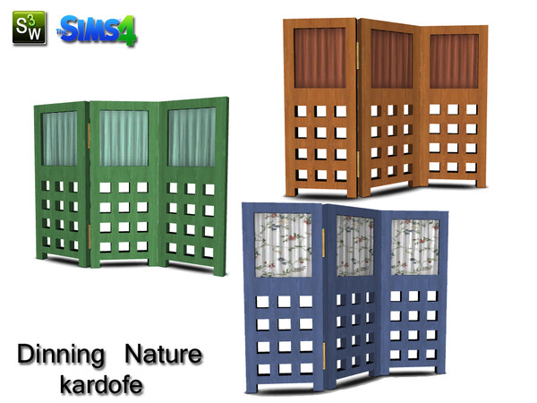 Sims 4 — kardofe_Dinning room Nature_folding screen by kardofe — Screen room divider, natural wood, three different