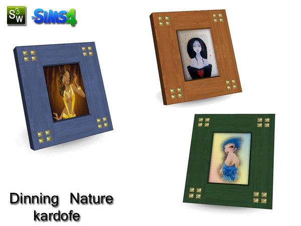 Sims 4 — kardofe_Dinning room Nature_Picture frame by kardofe — Small photo frames, natural wood, three different