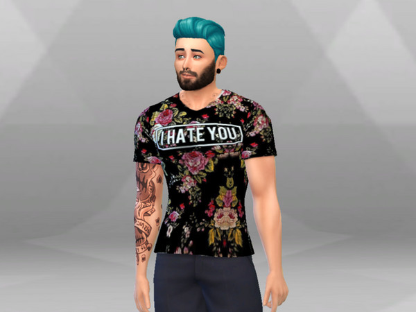 Sims 4 — Allmadas T-shirt I Hate You Flowers (Male) by Alternative_Sims — Camisa T da Alternative Sims inspirada no