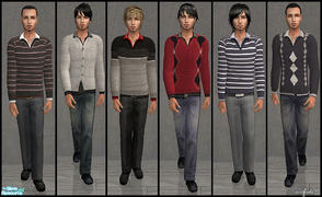 Sims 2 — Versatile by confide — Set of six outfits for males. No mesh or EP required.