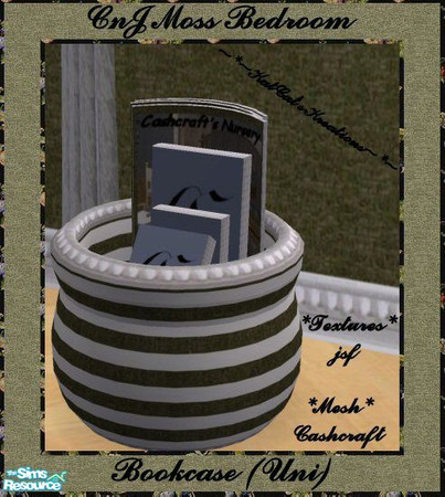 Sims 2 — CnJ Moss Bedroom - Bookcase (Uni) by KatCat — Recolor of Cashcraft\'s \"Vintage Charm Bedroom - Bookcase