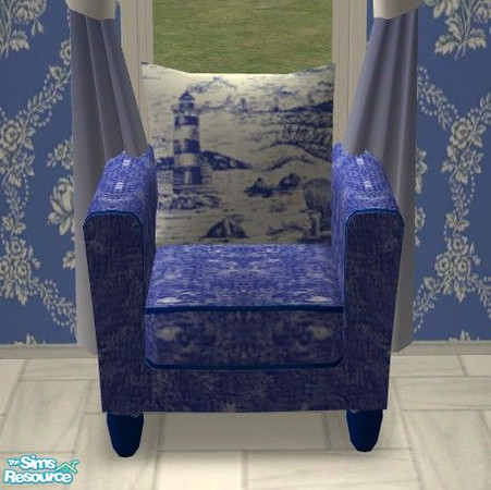 Sims 2 — Bayside Living Set - Chair by Riverwillows — Breezy and blue, a nice living set for your beach house. By