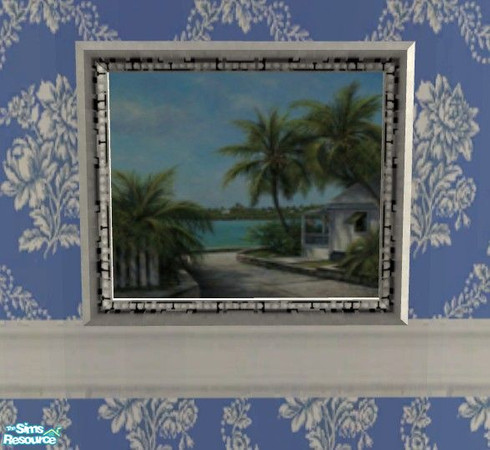 Sims 2 — Bayside Living Set - Seaside Cottage Painting by Riverwillows — Breezy and blue, a nice living set for your