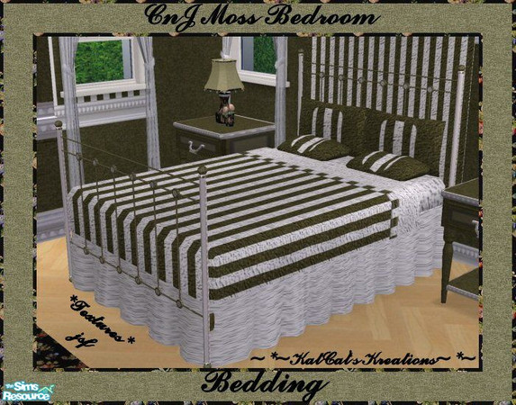 Sims 2 — CnJ Moss Bedroom - Bedding by KatCat — Bedding created using textures from jsf\'s \"jsf Designs Beaded