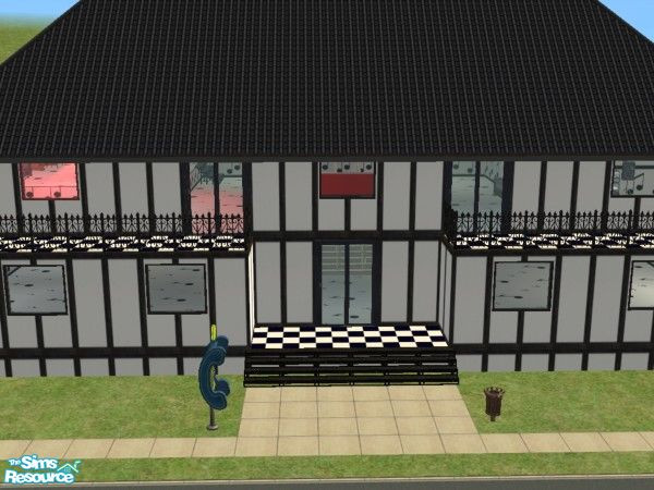 Sims 2 — The music hall by qvisn — The hall has a stage set up for a band of your own making, karioke rooms, a bar and a