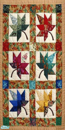 Sims 2 — NK Shaker Dining Room Wall Leaves by MoMama — A wall of quilted leaves.