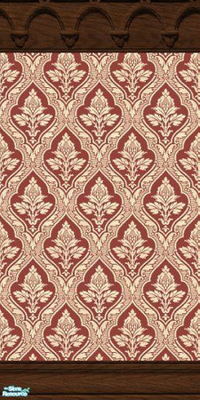 Sims 2 — Damask Walls - Red n Cream by RhondaBlonda — 8 Damask walls with crown and kick moulding.