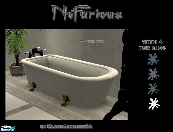 Sims 2 — Nefarious Bathroom - White Tub by EarthGoddess54 — An ominous addition to my Nefarious Bathroom set, made for