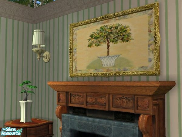 Sims 2 — Sage Green and Gold Dining Room Painting by foxysensei — 