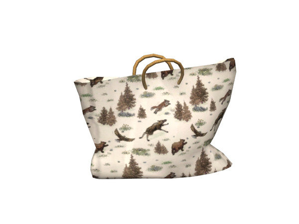 Sims 4 — Beige Bag by Flovv — A pretty bag with animals painted on it.
