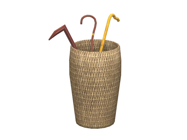 Sims 4 — Beige Walking Stick Basket by Flovv — A basket with walking sticks.