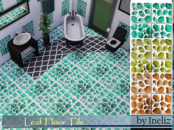 Sims 4 — Leaf Floor Tile by Ineliz — The floor tile is part of the Leaf Tiles and comes in three colors. 