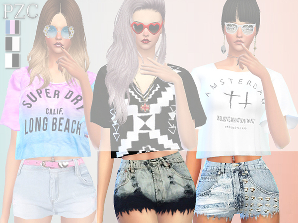 The Sims Resource - Jeans Shorts Ombre Lovers
